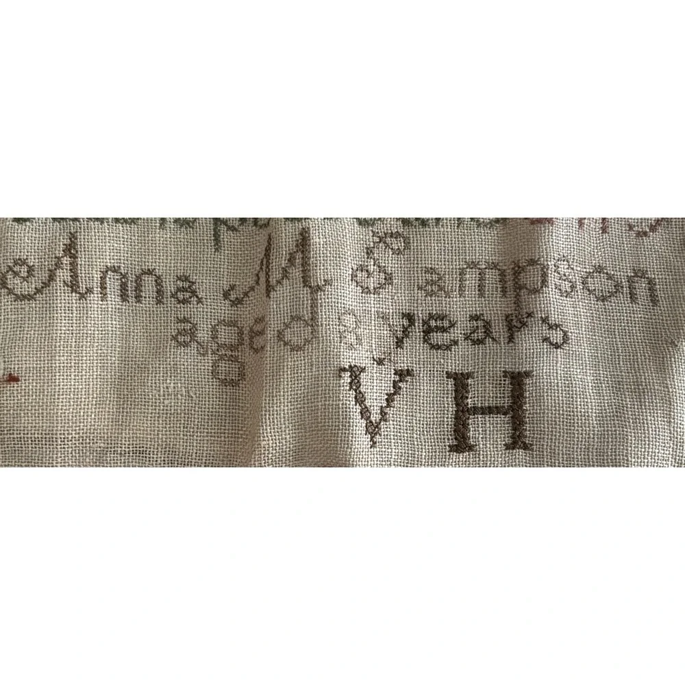 Embroidery Sampler Finished Homespun Linen VTG